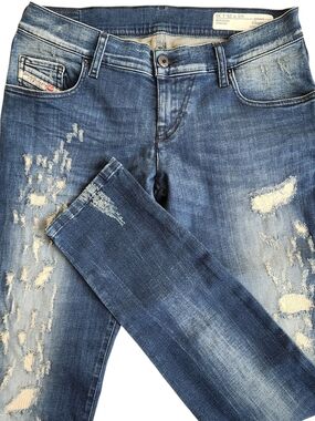 Diesel Grupee Super Slim Skinny Low Rise Jeans Women's 29x33 (32x32) Blue Y2K